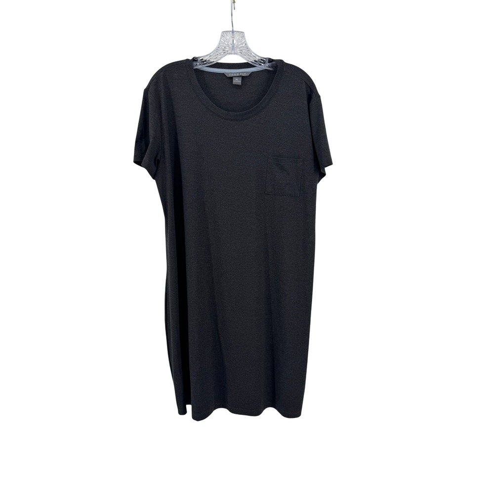 Free Fly T-Shirt Dress Women XL Charcoal Gray Bamboo Blend Pocket Athleisure